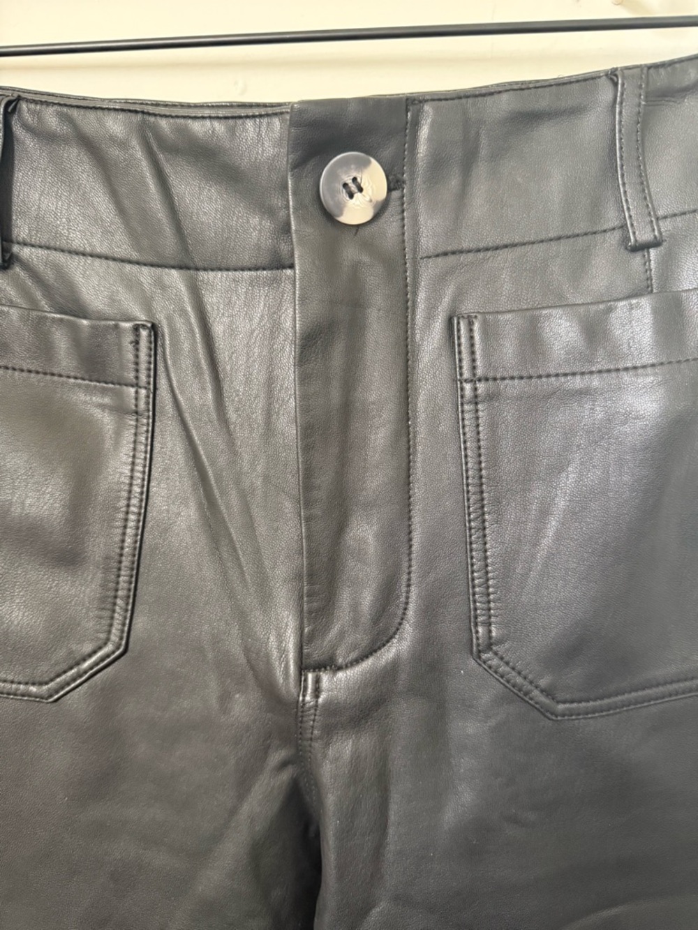Anthropologie Maeve Colette Black Faux-Leather Cropped Pants, 28P (Petite) - Picture 4 of 9
